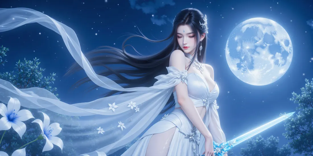 4k夜空壁纸 - 诛仙 - 满月 - 仙侠「哲风壁纸」