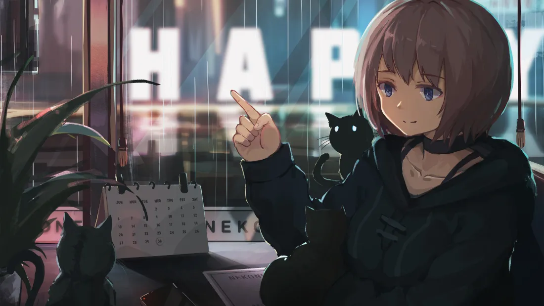 4k黑猫少女壁纸|雨夜窗边背景图片 - 二次元「哲风壁纸」 4k黑猫少女壁纸|雨夜窗边背景图片 - 二次元「哲风壁纸」