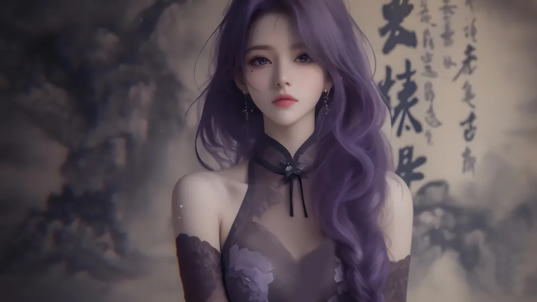 4k紫发少女壁纸|古风书法背景图片 - 角色「哲风壁纸」 4k紫发少女壁纸|古风书法背景图片 - 角色「哲风壁纸」