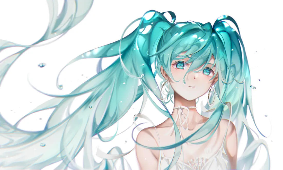 2k初音未来壁纸｜水韵飘逸背景图片 - 二次元「哲风壁纸」