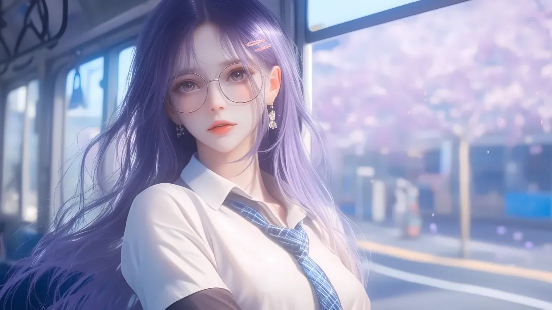 2k紫发少女壁纸|公车背景图片 - 动漫「哲风壁纸」 2k紫发少女壁纸|公车背景图片 - 动漫「哲风壁纸」