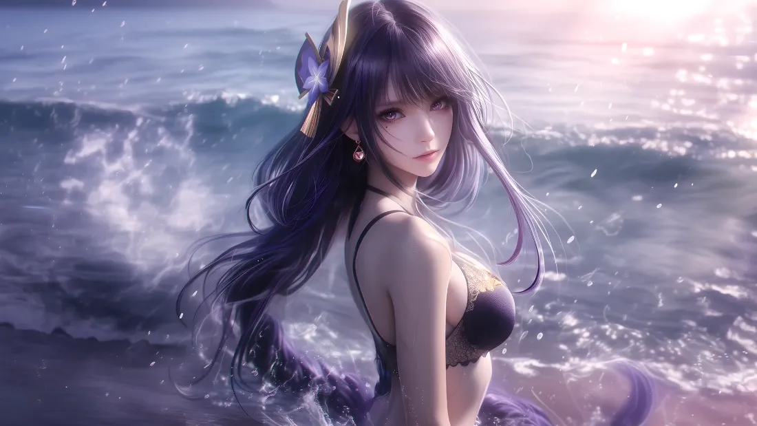 2k海滨回眸少女壁纸|海边背景图片 - 浪声倩影「哲风壁纸」 2k海滨回眸少女壁纸|海边背景图片 - 浪声倩影「哲风壁纸」