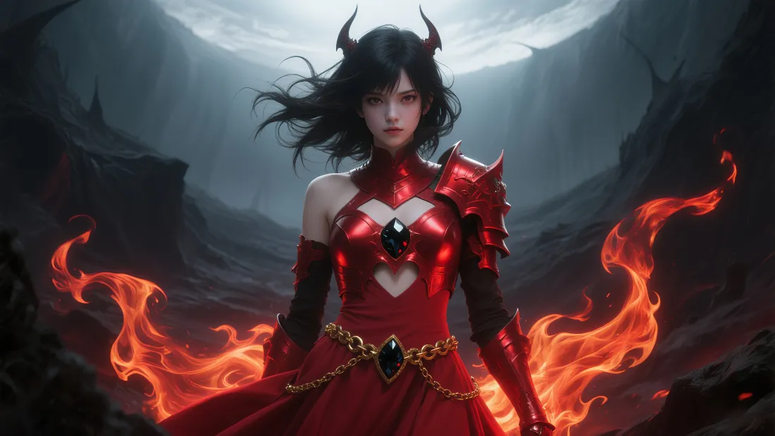 4k暗黑小恶魔火焰盔甲壁纸|个性背景图片 - 恶魔战姬「哲风壁纸」 4k暗黑小恶魔火焰盔甲壁纸|个性背景图片 - 恶魔战姬「哲风壁纸」