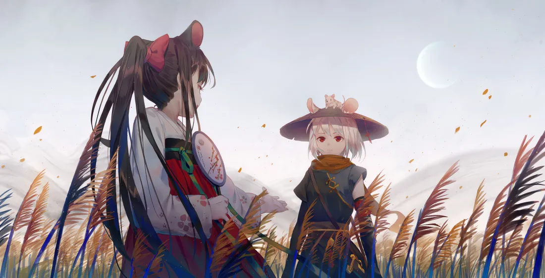 4k芦苇少女壁纸｜月夜背景图片 - 二次元「哲风壁纸」