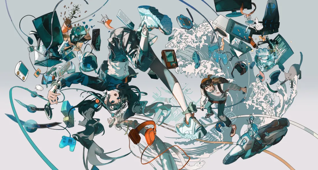 3k赛博机械壁纸｜流体少女背景图片 - 创意「哲风壁纸」