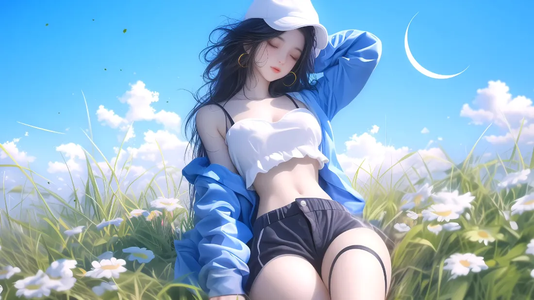 2k(动漫少女壁纸|草地背景图片 - 夏日晴空)「哲风壁纸」 2k(动漫少女壁纸|草地背景图片 - 夏日晴空)「哲风壁纸」