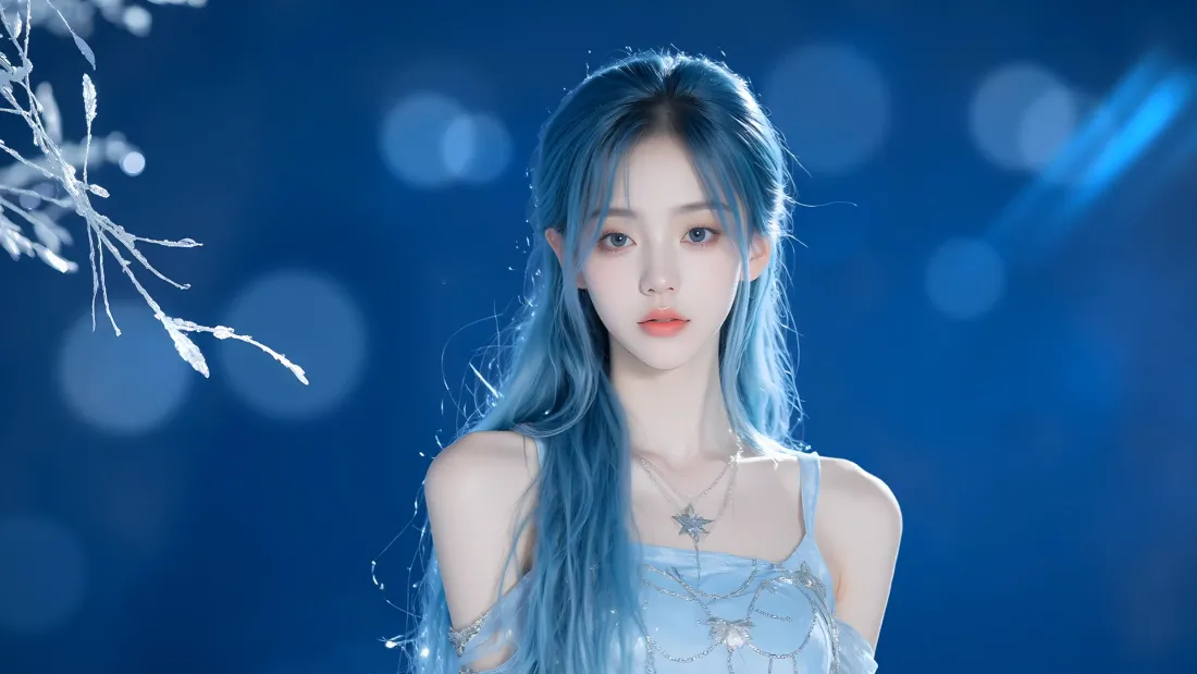 2k蓝发少女壁纸｜梦幻背景图片 - 唯美氛围「哲风壁纸」