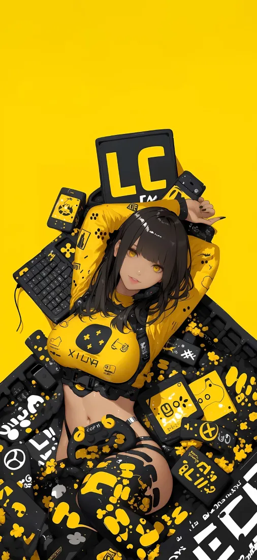潮酷少女手机壁纸|黄黑撞色背景图片 - 2K竖屏「哲风壁纸」 潮酷少女手机壁纸|黄黑撞色背景图片 - 2K竖屏「哲风壁纸」