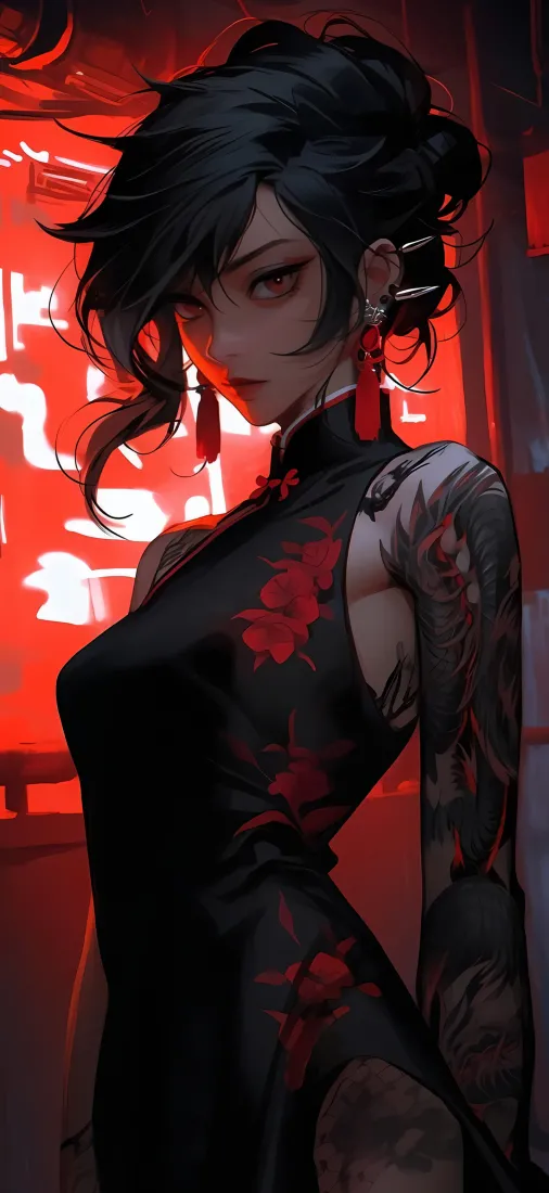 旗袍少女手机壁纸|赛博霓虹背景图片 - 2K竖屏「哲风壁纸」 旗袍少女手机壁纸|赛博霓虹背景图片 - 2K竖屏「哲风壁纸」