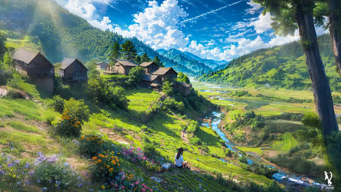 4k惬意晴空壁纸｜山间田野背景图片 - 自然「哲风壁纸」