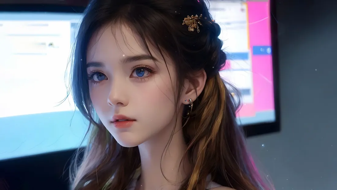2k蓝瞳少女壁纸｜梦幻背景图片 - 唯美少女「哲风壁纸」