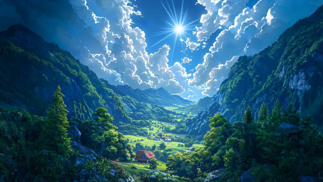 4k(阳光山谷壁纸｜自然风光背景图片 - 晨曦美景)「哲风壁纸」