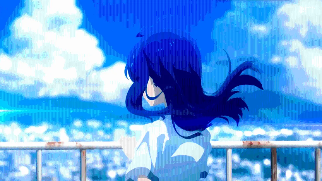4k可爱壁纸 - 二次元 - 蓝天白云 - 长发少女「哲风壁纸」
