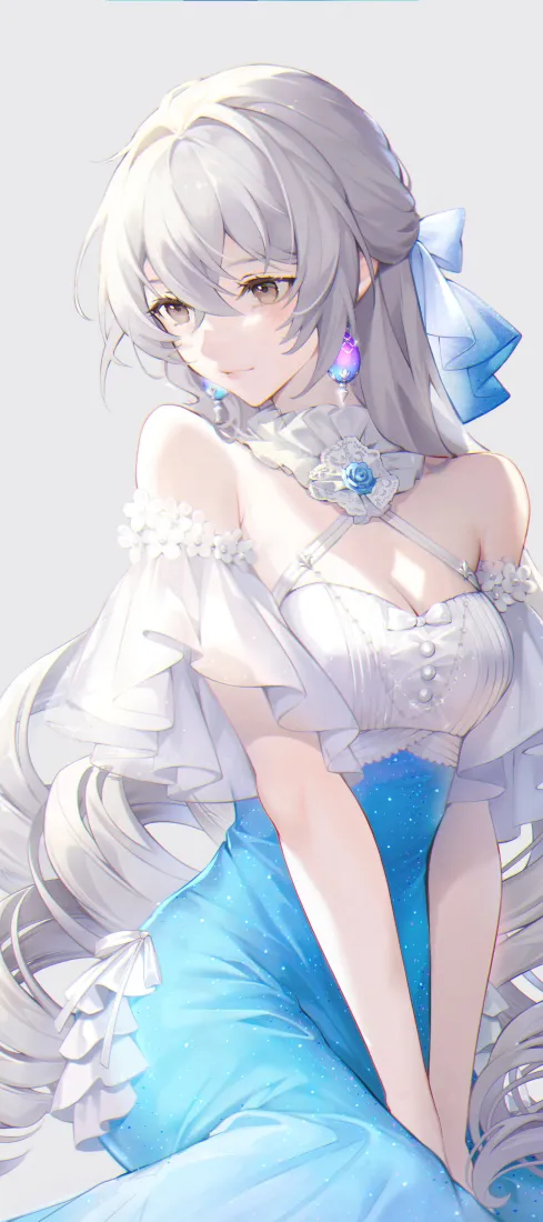 银发少女蝴蝶结手机壁纸｜动漫背景图片 - 美少女「哲风壁纸」