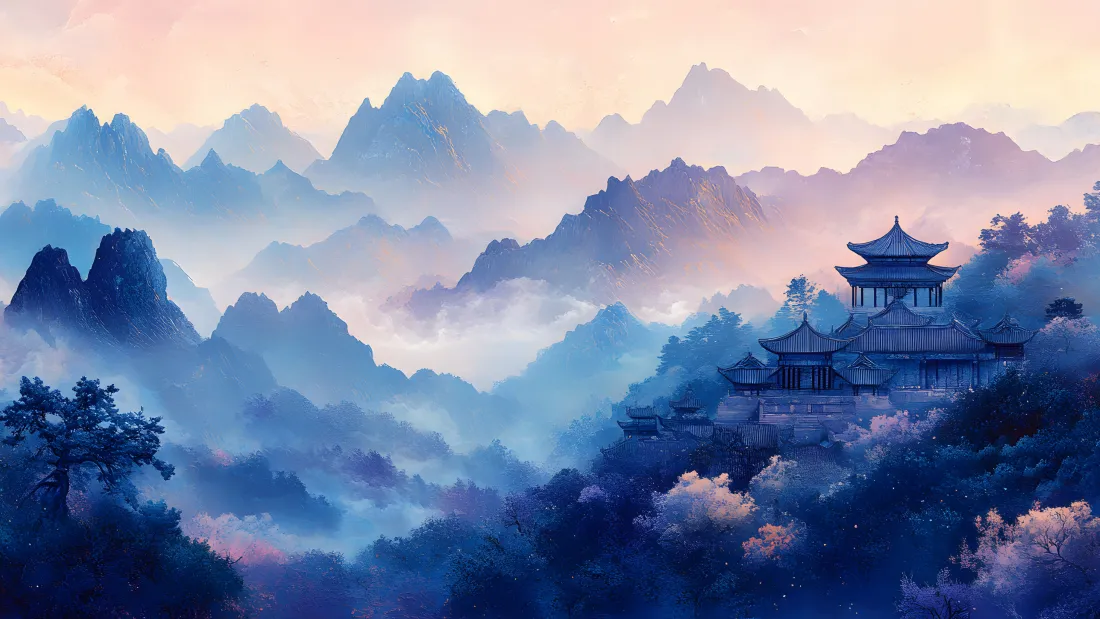 6k水墨意境壁纸｜国风山水背景图片 - 古亭山色「哲风壁纸」