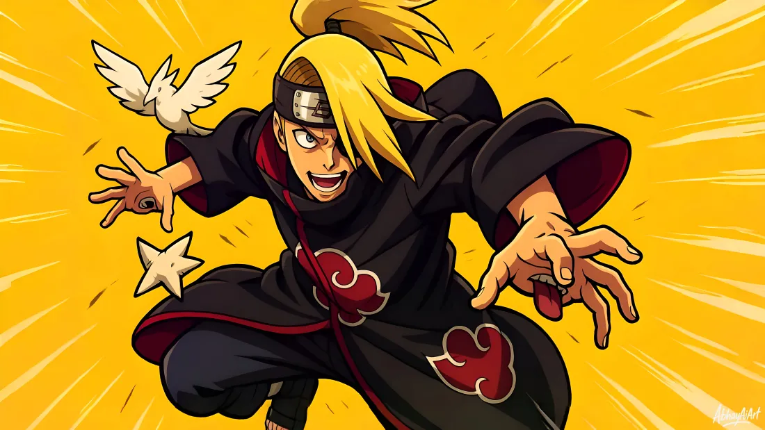 4k晓组织壁纸 - 迪达拉 - 红云袍 - 火影忍者「哲风壁纸」