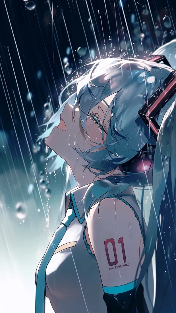 初音未来手机壁纸｜雨天背景图片 - 01「哲风壁纸」