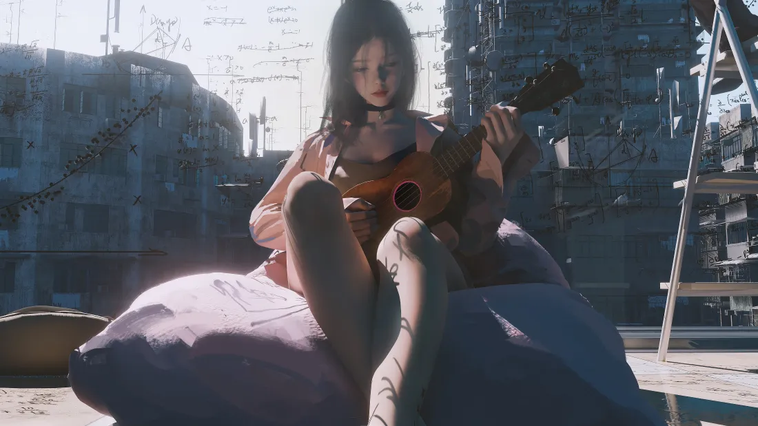 4k少女吉他壁纸|废墟背景图片 - 动漫插画「哲风壁纸」 4k少女吉他壁纸|废墟背景图片 - 动漫插画「哲风壁纸」