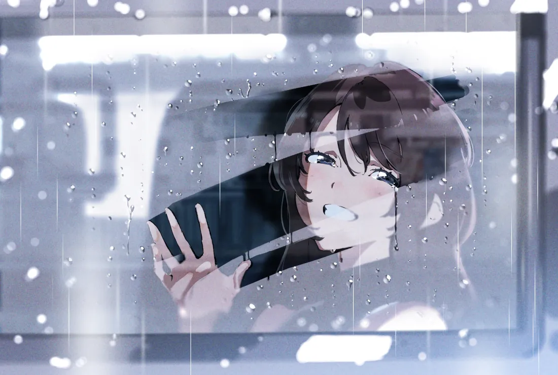 4k玻璃少女壁纸｜雨中背景图片 - 静谧「哲风壁纸」