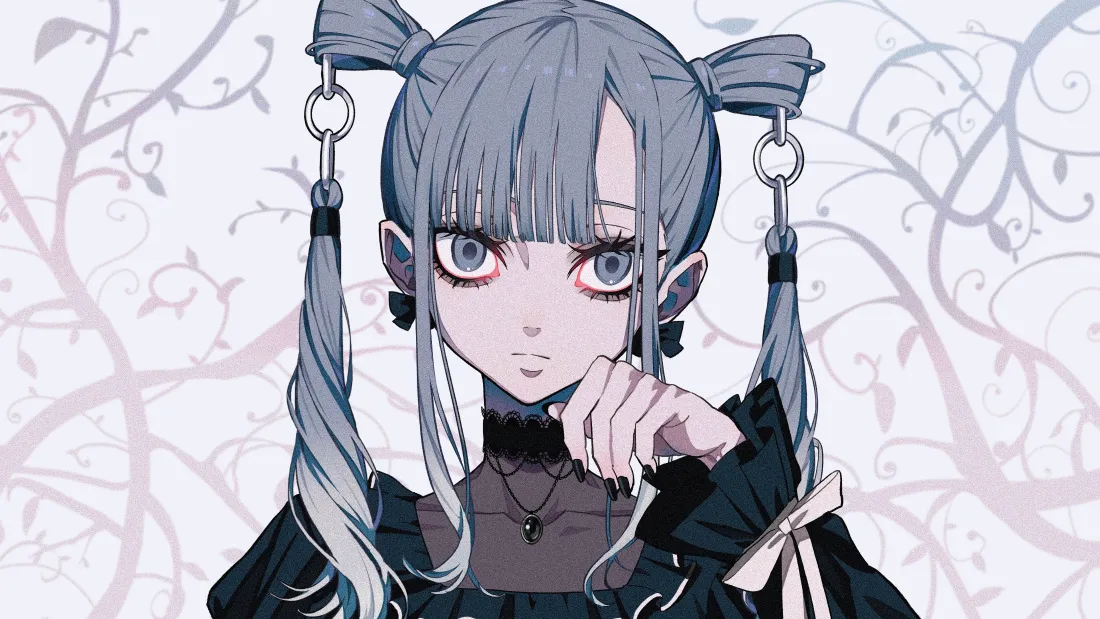4k双马尾少女壁纸｜暗黑哥特少女背景图片 - 二次元插画「哲风壁纸」