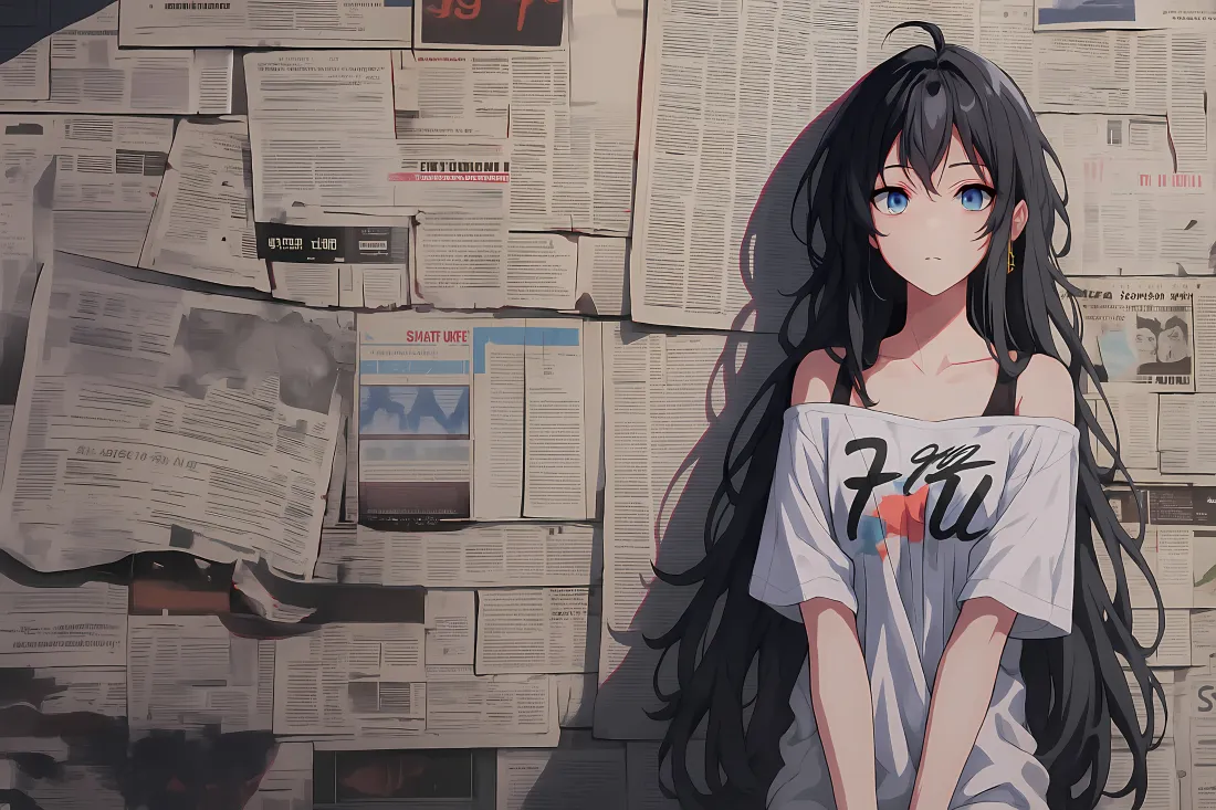 3k露肩少女壁纸|黄色报纸墙背景图片 - Ai重绘版「哲风壁纸」 3k露肩少女壁纸|黄色报纸墙背景图片 - Ai重绘版「哲风壁纸」