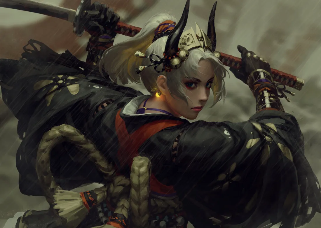 4k武士壁纸 - 白发 - 长刀 - 铠甲「哲风壁纸」
