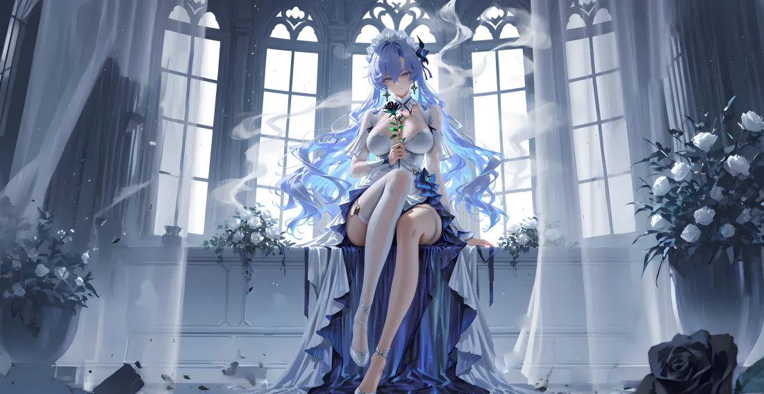 4k蓝发少女壁纸|哥特背景 - 破碎元素「哲风壁纸」 4k蓝发少女壁纸|哥特背景 - 破碎元素「哲风壁纸」