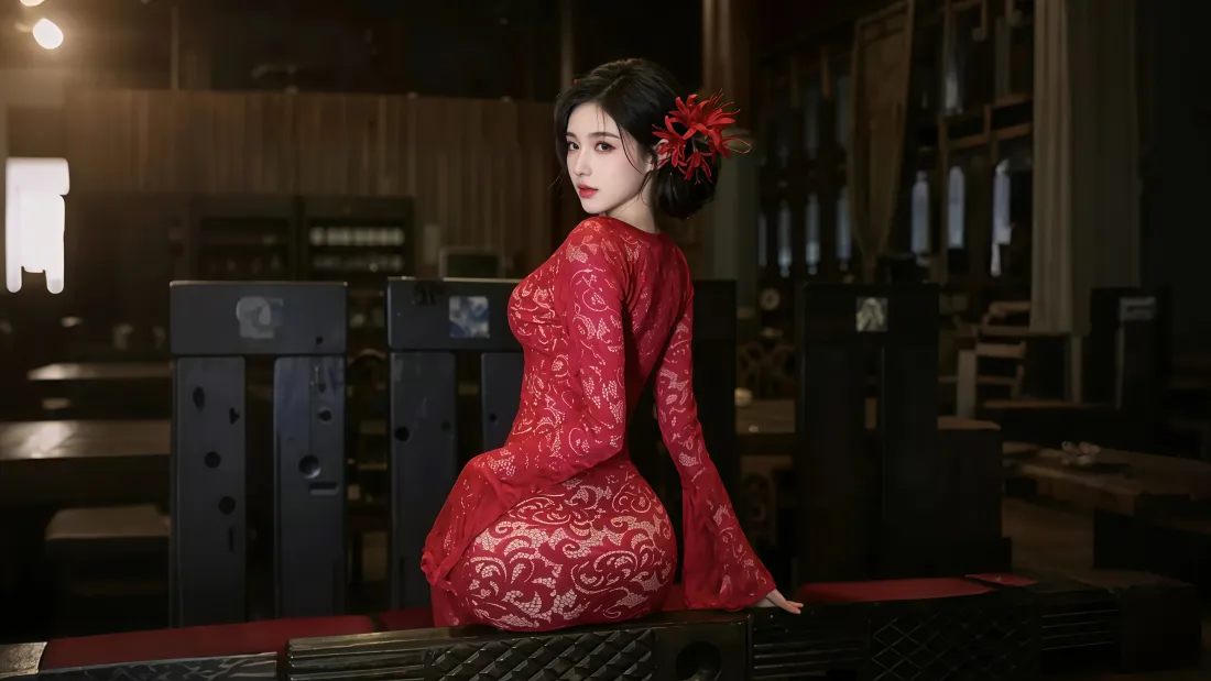 4k古典美人壁纸|古风背景图片 - 红色发饰「哲风壁纸」 4k古典美人壁纸|古风背景图片 - 红色发饰「哲风壁纸」