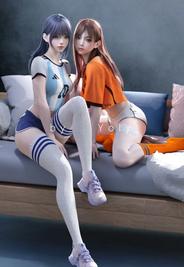 动漫姐妹花手机壁纸｜运动服背景图片 - 长筒袜「哲风壁纸」