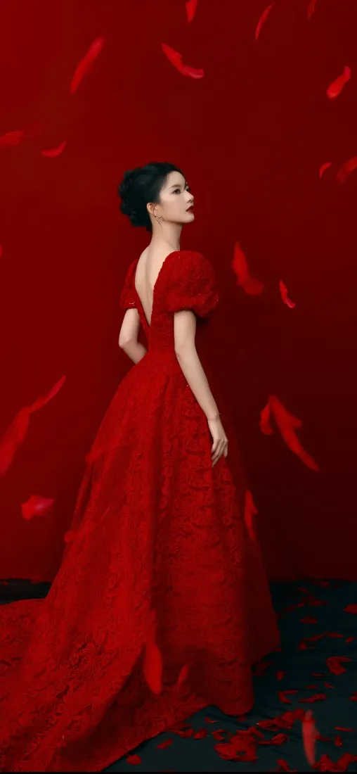 4k羽毛壁纸 - 美女 - 红色 - 张婧仪「哲风壁纸」