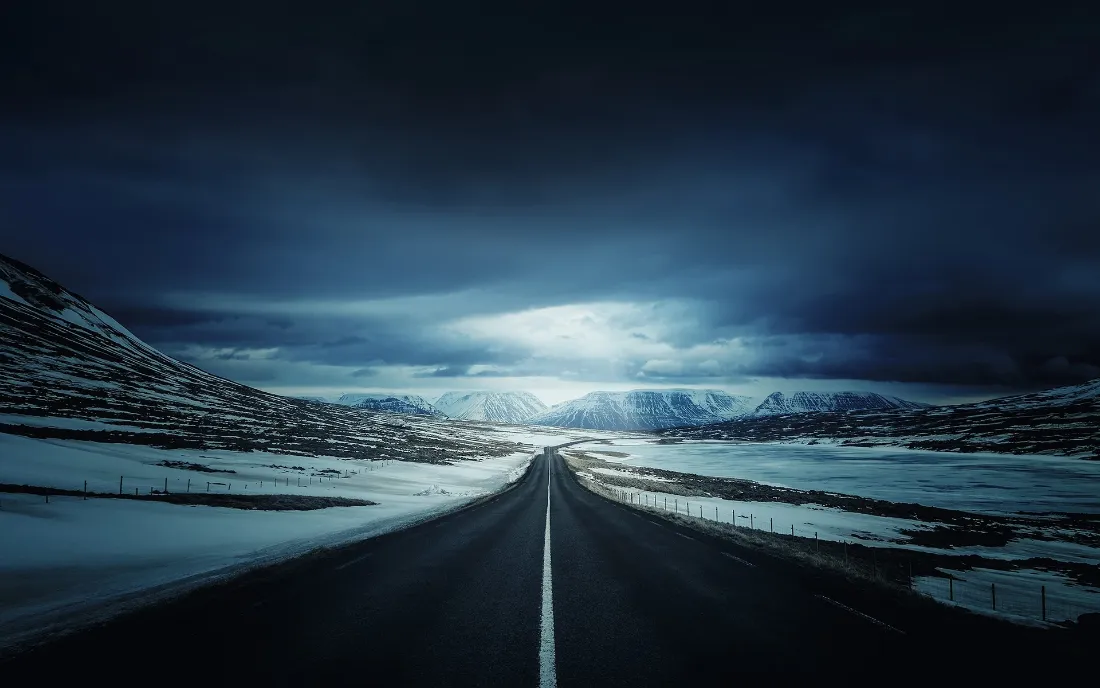 4k雪山壁纸 - 阴天 - 公路 - 雪景「哲风壁纸」
