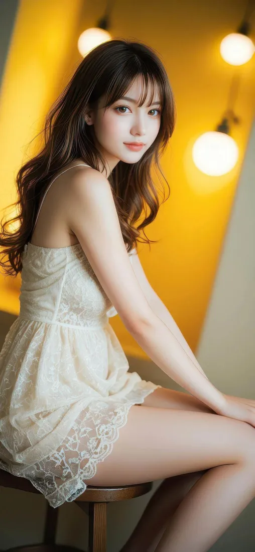 蕾丝裙美女手机壁纸|暖黄背景 - 手机高清「哲风壁纸」 蕾丝裙美女手机壁纸|暖黄背景 - 手机高清「哲风壁纸」