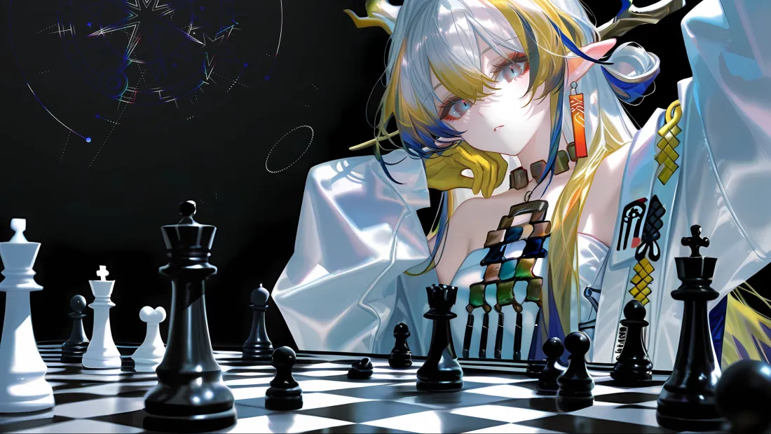 3k动漫美女象棋棋盘壁纸|二次元背景 - 白发角饰「哲风壁纸」 3k动漫美女象棋棋盘壁纸|二次元背景 - 白发角饰「哲风壁纸」