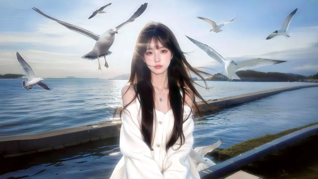 4k白衣女孩海边壁纸|海鸥风景 - 4K原画「哲风壁纸」 4k白衣女孩海边壁纸|海鸥风景 - 4K原画「哲风壁纸」