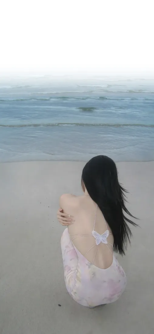 海边背影女子手机壁纸|沙滩海景背景 - 粉色裙「哲风壁纸」 海边背影女子手机壁纸|沙滩海景背景 - 粉色裙「哲风壁纸」