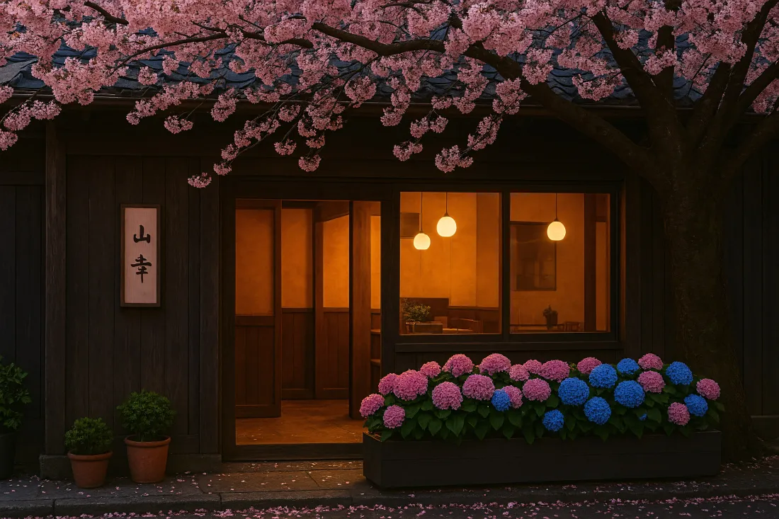 3k日式小屋樱花壁纸|ins风背景图 - 暖灯花丛「哲风壁纸」 3k日式小屋樱花壁纸|ins风背景图 - 暖灯花丛「哲风壁纸」
