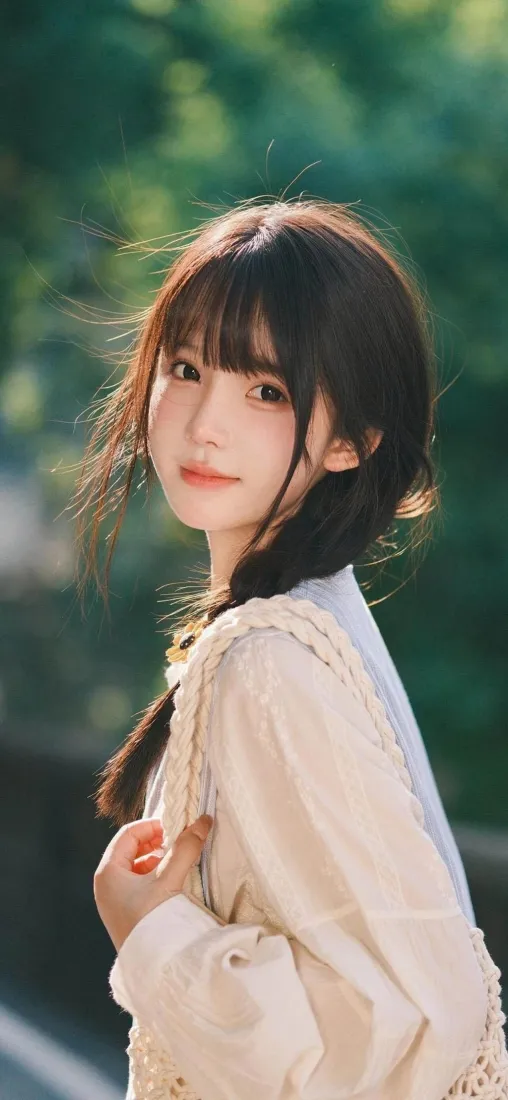 麻花辫女孩手机壁纸|户外绿植背景图片 - 清新少女「哲风壁纸」 麻花辫女孩手机壁纸|户外绿植背景图片 - 清新少女「哲风壁纸」