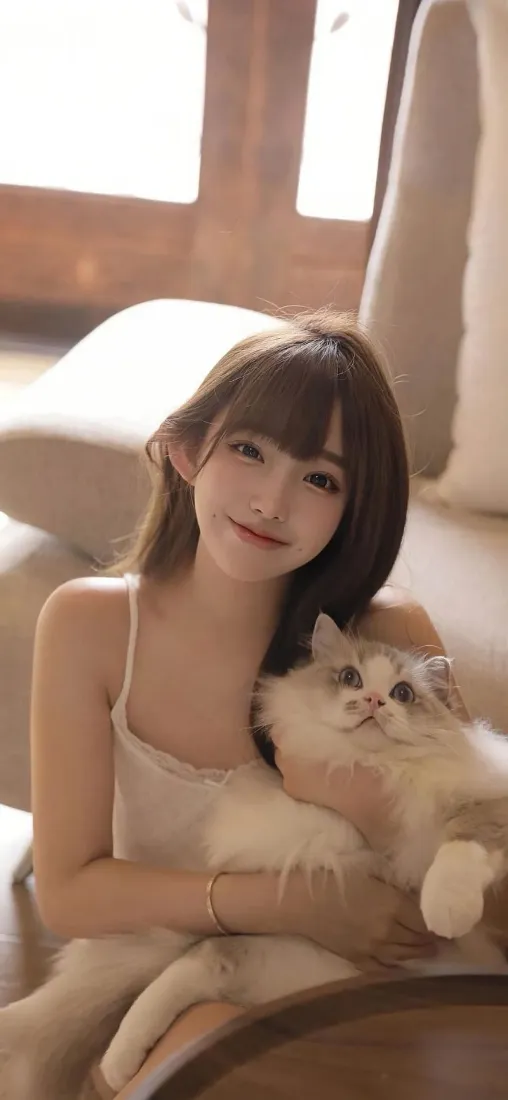白衣美女抱猫手机壁纸|室内温馨背景 - 手机壁纸「哲风壁纸」 白衣美女抱猫手机壁纸|室内温馨背景 - 手机壁纸「哲风壁纸」
