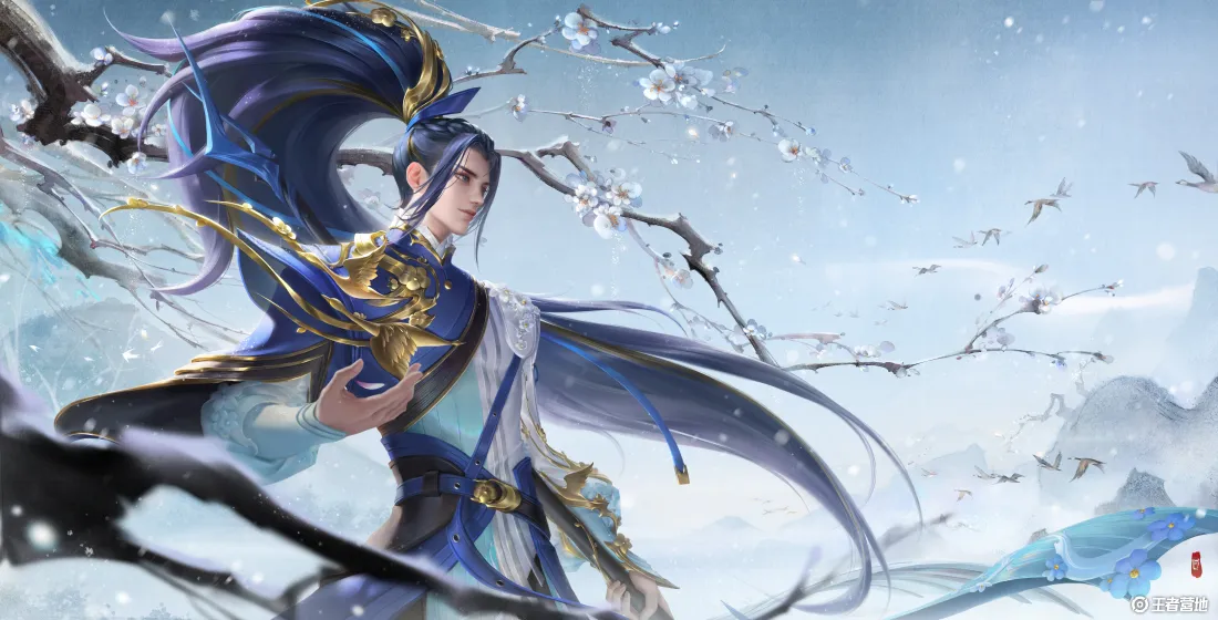 8k王者荣耀韩信壁纸｜雪景古风背景 - 游戏角色「哲风壁纸」