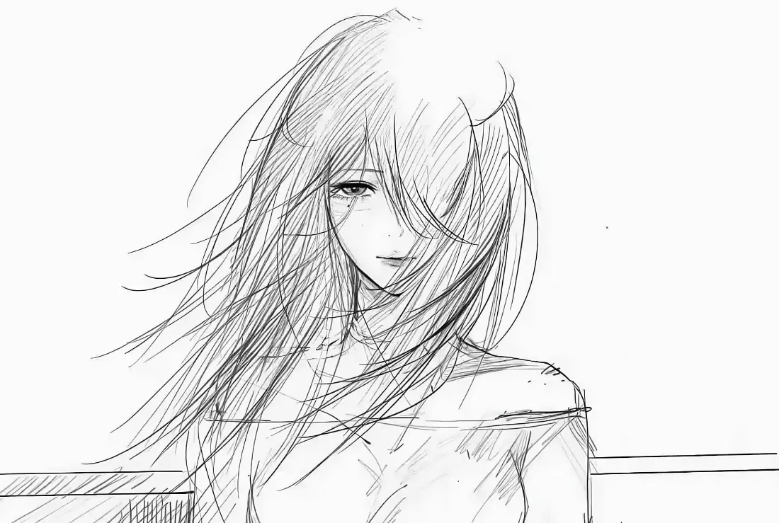 2k长发女性素描壁纸|黑白线条背景 - 手绘「哲风壁纸」 2k长发女性素描壁纸|黑白线条背景 - 手绘「哲风壁纸」