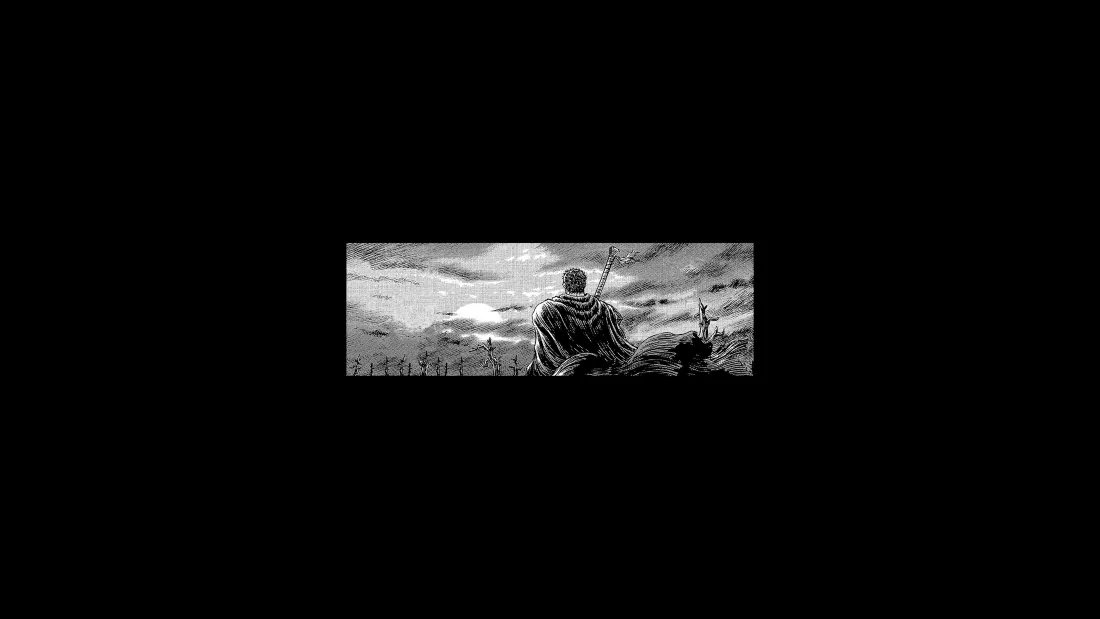 4k格斯 剑风传奇 黑白壁纸｜冒险背影 - 战士盔甲「哲风壁纸」