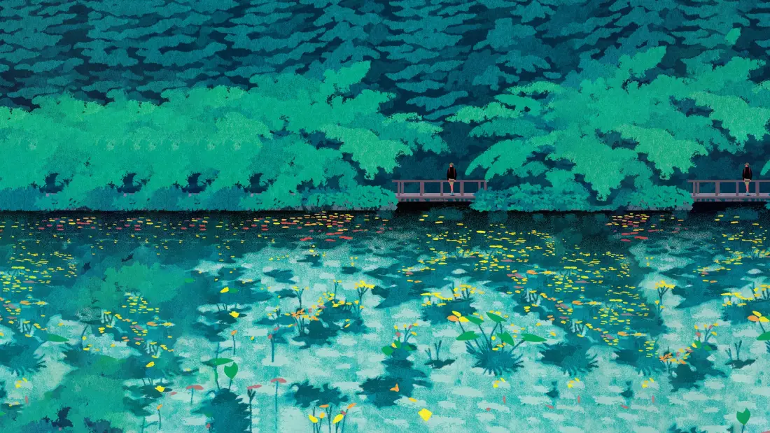 2k手绘荷塘森林壁纸|自然风景 - 插画风「哲风壁纸」 2k手绘荷塘森林壁纸|自然风景 - 插画风「哲风壁纸」