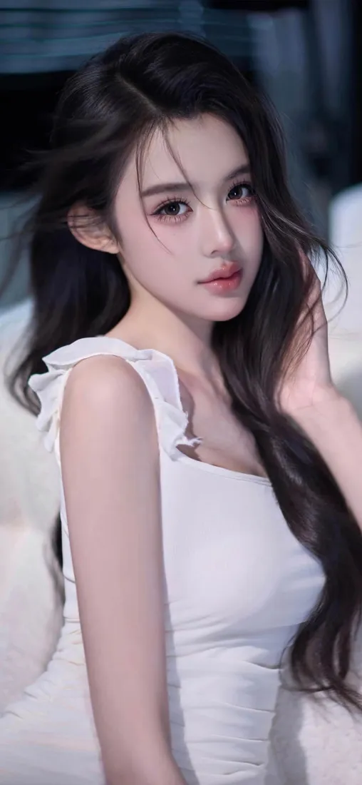 白衣美女手机壁纸｜迷人背景 - 白色连衣裙「哲风壁纸」