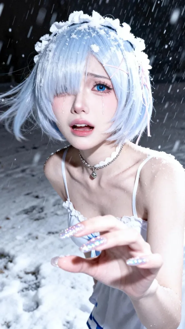 4k雪地壁纸 - 蕾姆 - 雪景 - 蓝发「哲风壁纸」