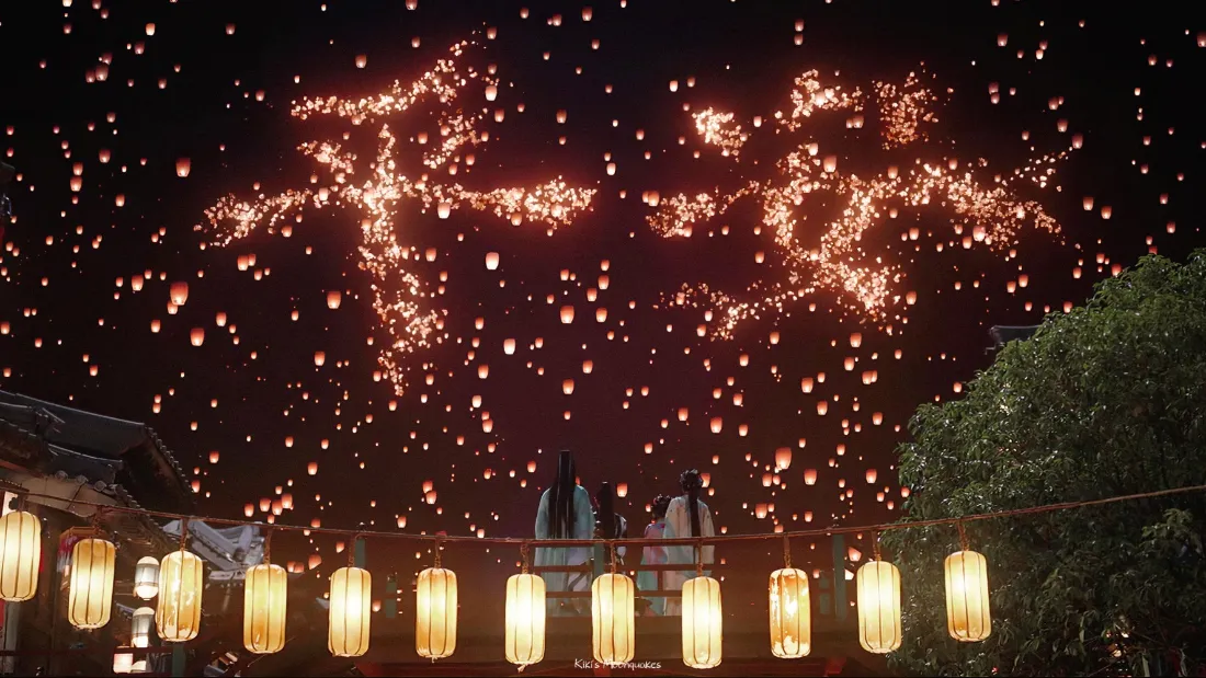 平安烟花壁纸｜古风夜景 - 灯笼祈福「哲风壁纸」