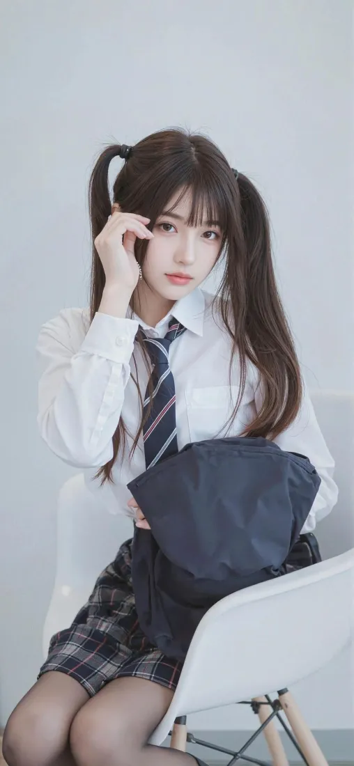 双马尾JK制服美女手机壁纸｜校园风背景图片 - 黑丝「哲风壁纸」