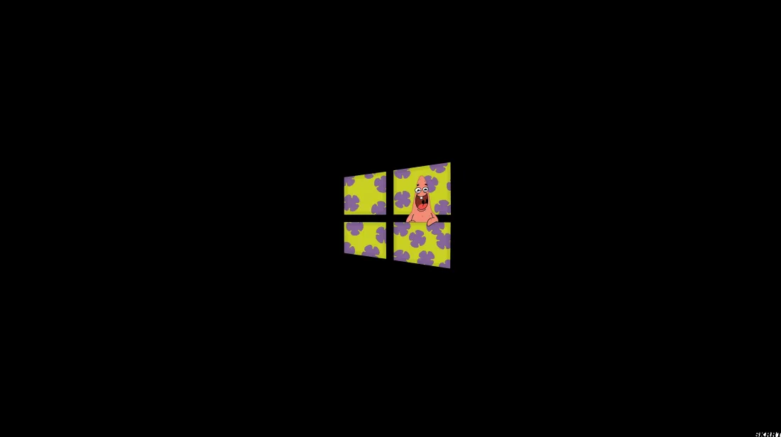 9k派大星Windows极简壁纸|黑底 - 卡通图标「哲风壁纸」 9k派大星Windows极简壁纸|黑底 - 卡通图标「哲风壁纸」