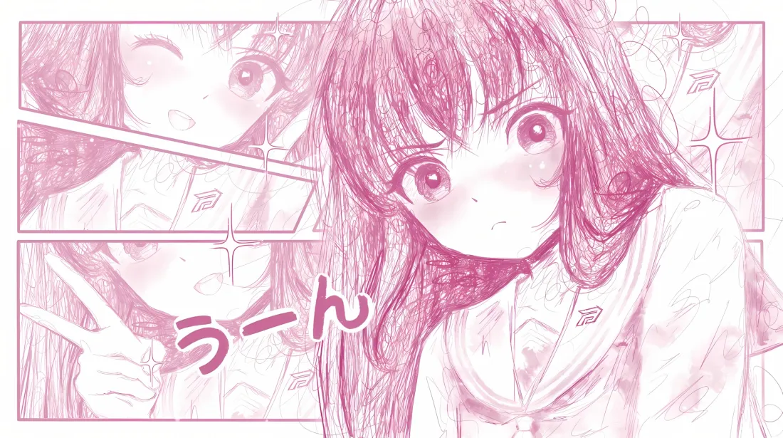 2k动漫女孩壁纸｜红色线稿 - 二次元「哲风壁纸」
