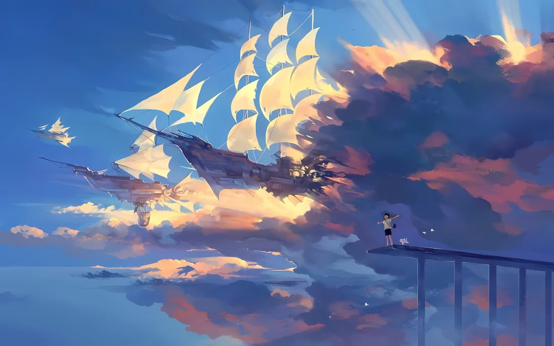 2k油彩帆船壁纸|蓝天海面 - 云朵桥「哲风壁纸」 2k油彩帆船壁纸|蓝天海面 - 云朵桥「哲风壁纸」