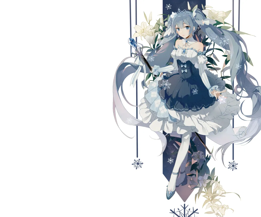 6k初音未来壁纸|蓝白裙背景图片 - 雪花花朵「哲风壁纸」 6k初音未来壁纸|蓝白裙背景图片 - 雪花花朵「哲风壁纸」